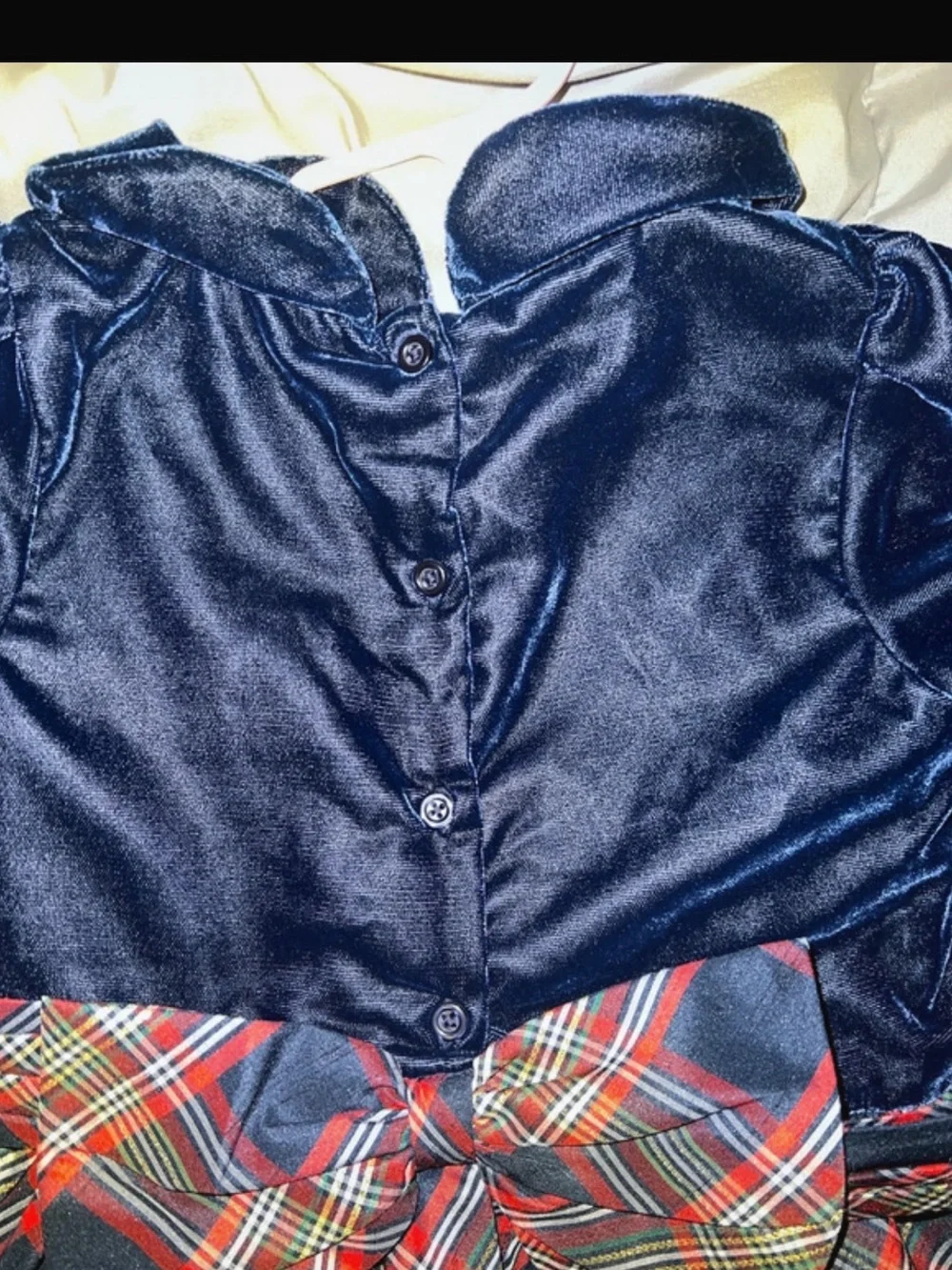 Kids Gymboree Navy Velvet Top Red Plaid Holiday Dress